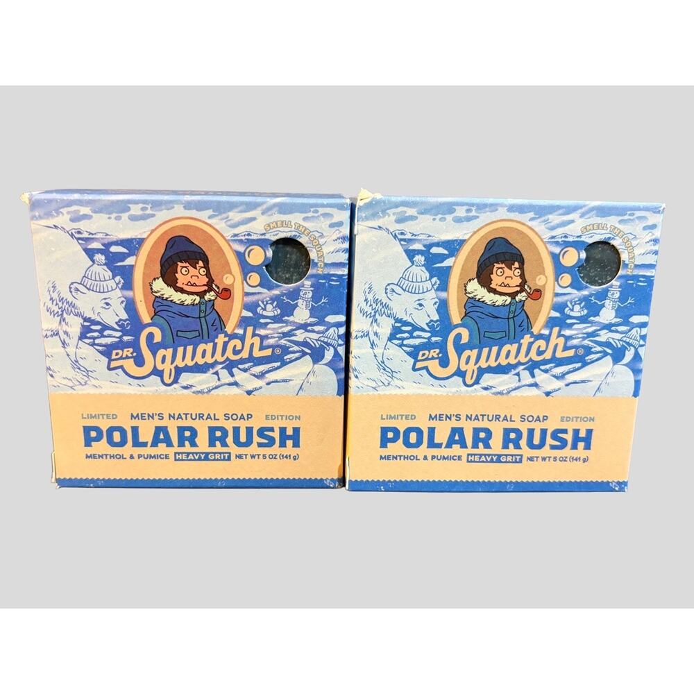 Dr Squatch Polar Rush Soap Lot of 2 Menthol Pumice Heavy Grit Limited Edition